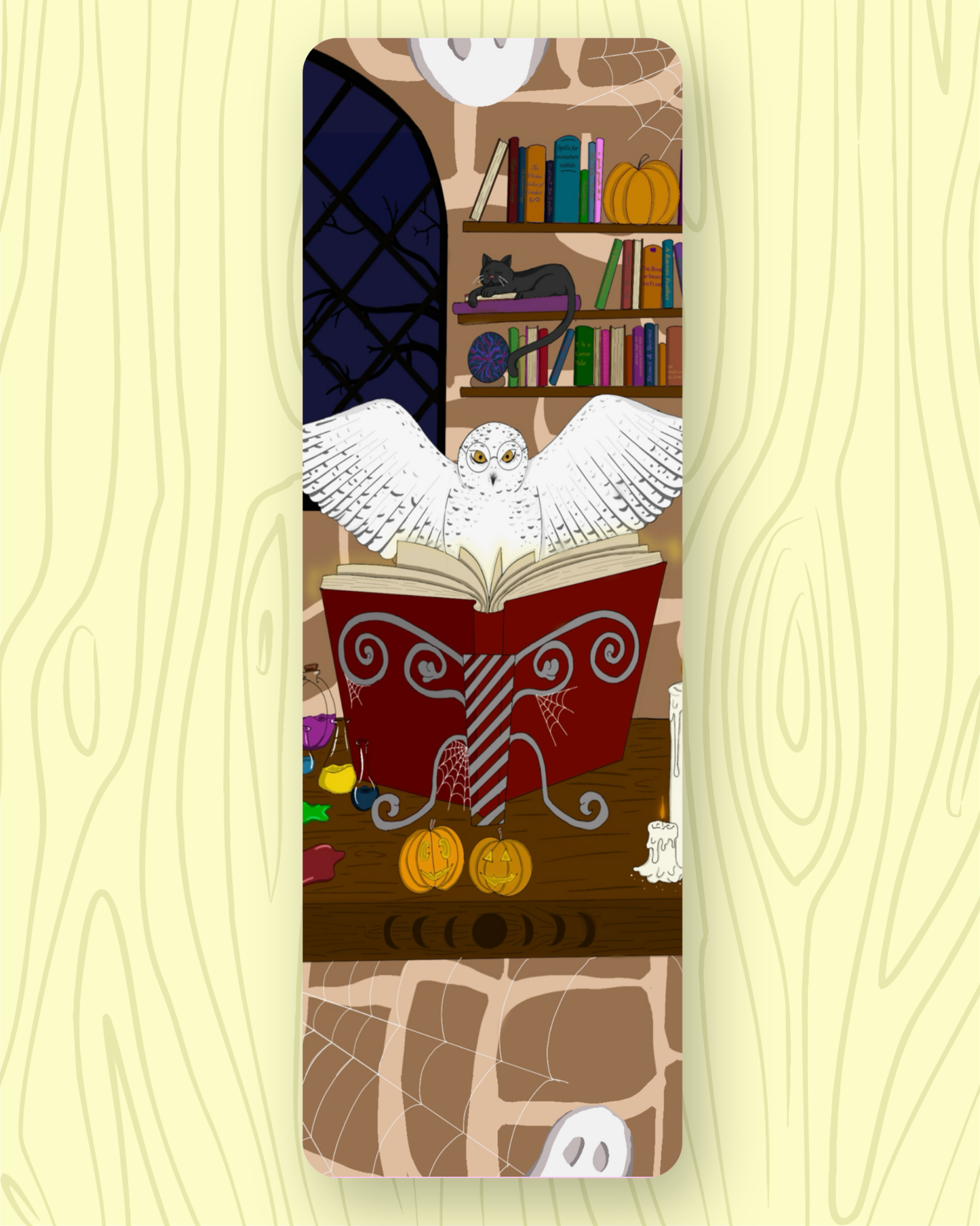 Snowy Owl Spooky Bookmark