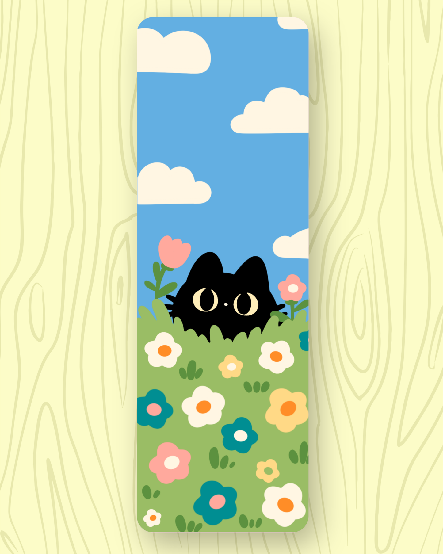 Cat in Flowers Bookmark