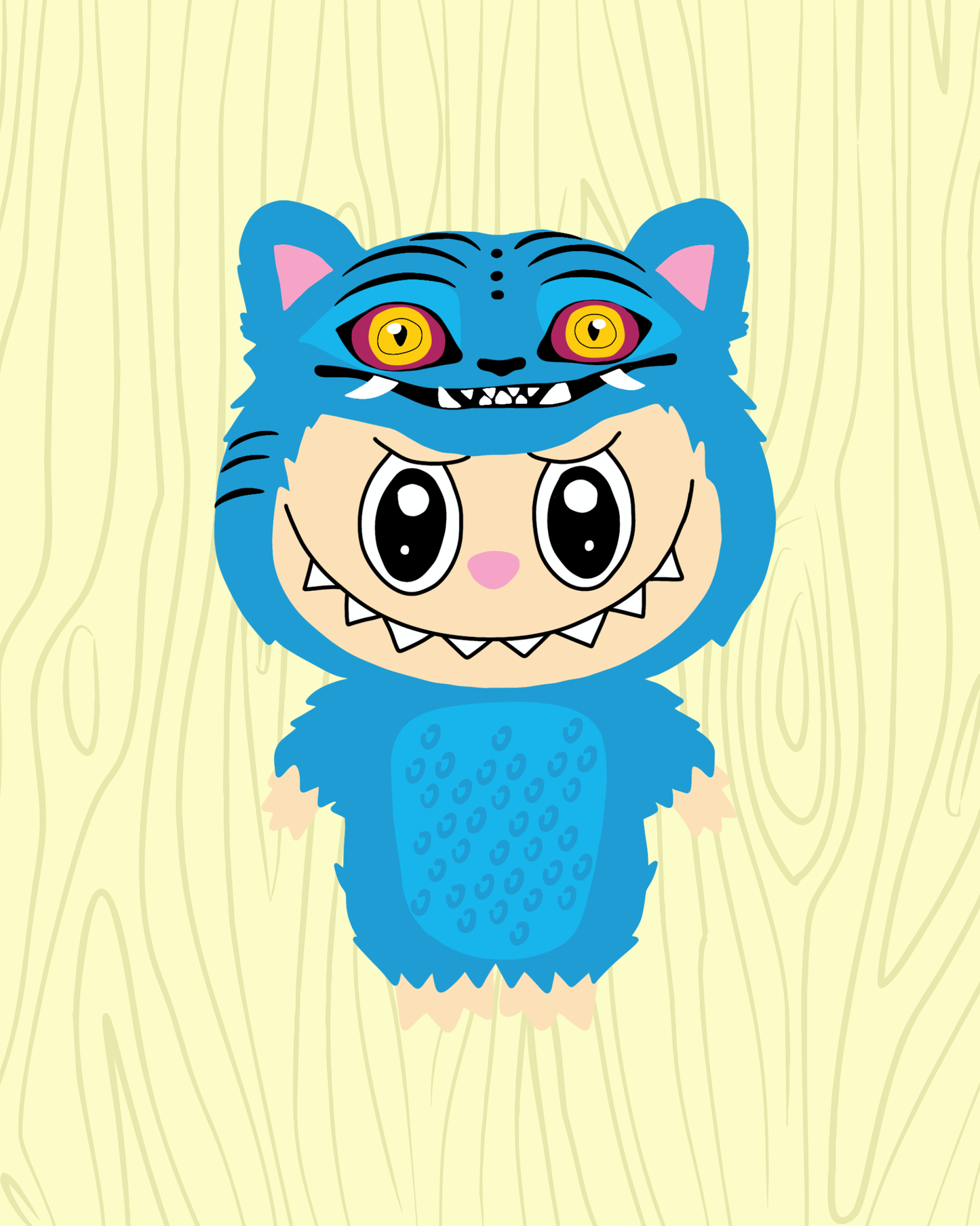 Derpy Tiger Labubu Vinyl Sticker