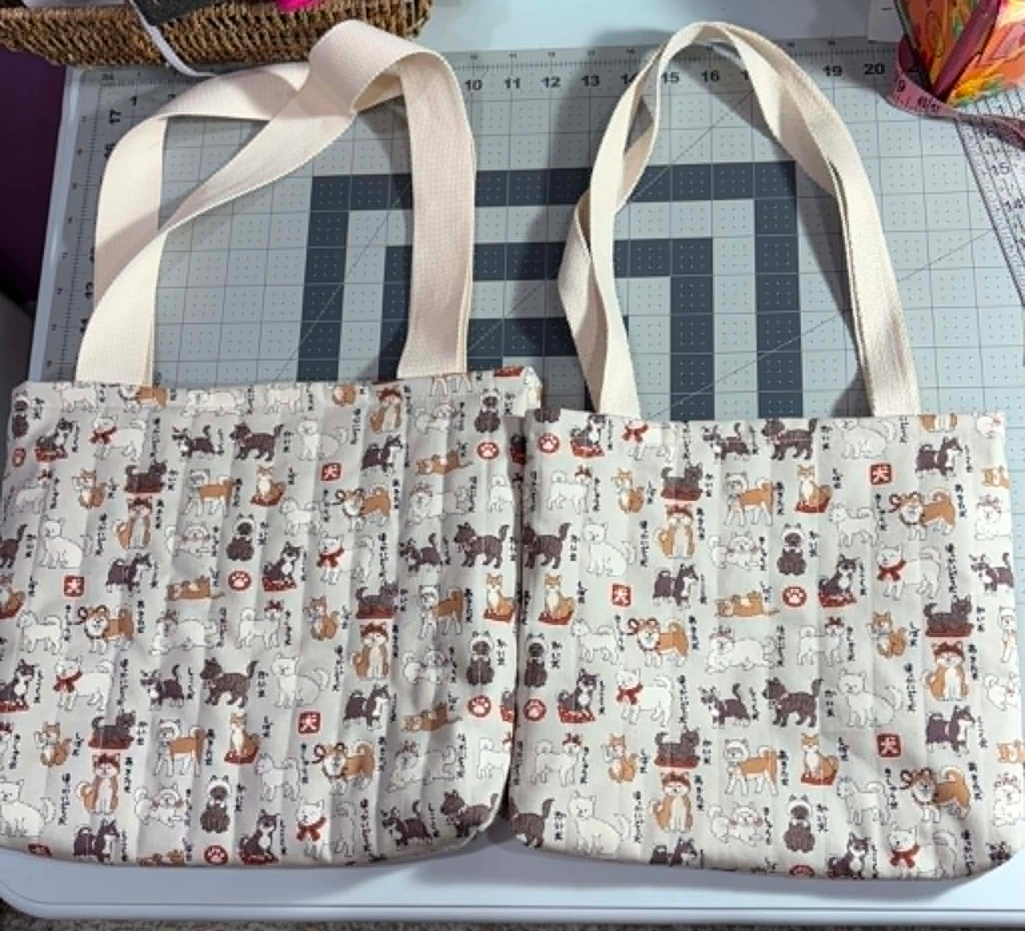 Cream Shiba Inu Regular Quilted Tote Bag