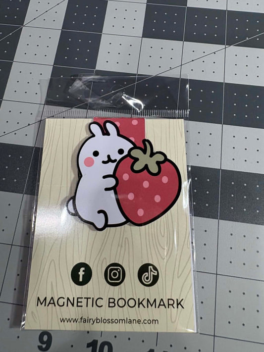 Strawberry Bunny Magnetic Bookmark