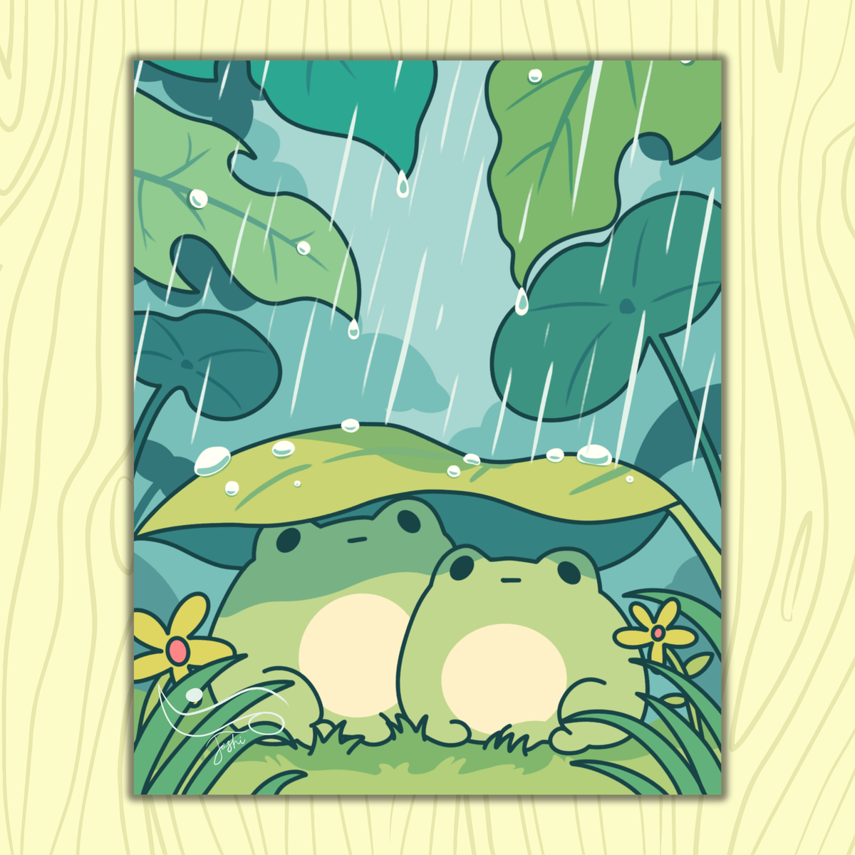 Frogs in the Rain Art Print
