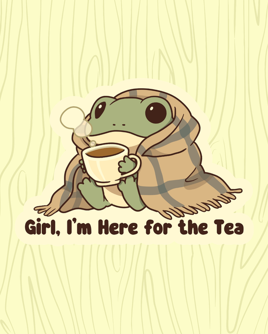 Here for the Tea Frog Vinyl Sticker