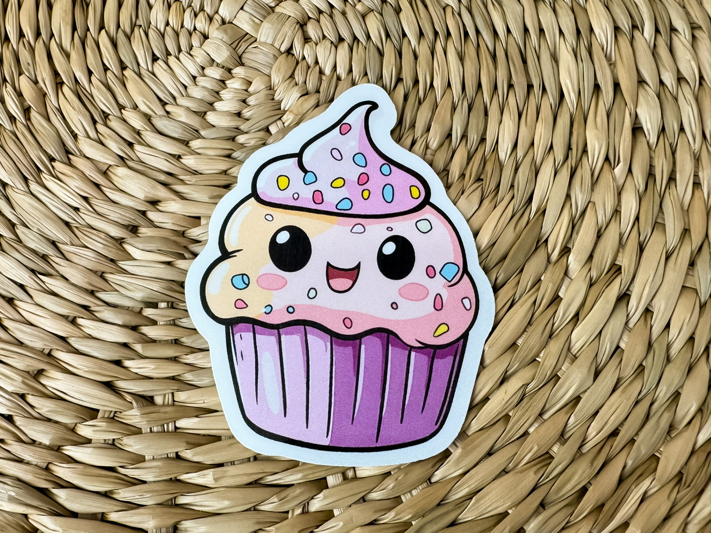 Pink Cupcake Vinyl Sticker