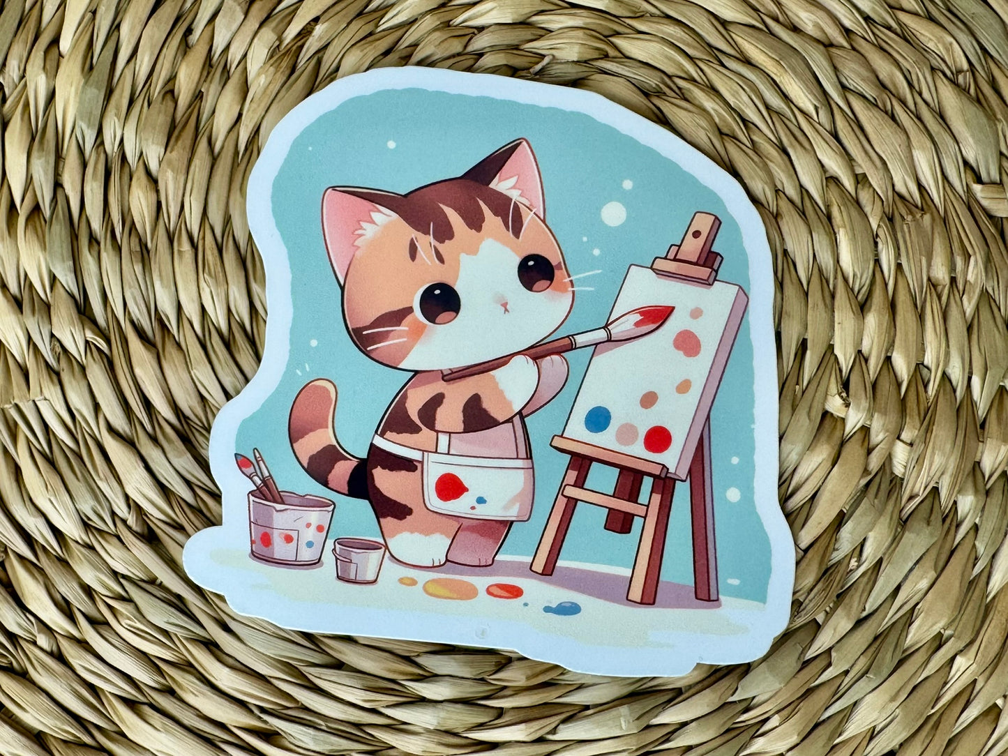 Painting Cat Vinyl Sticker