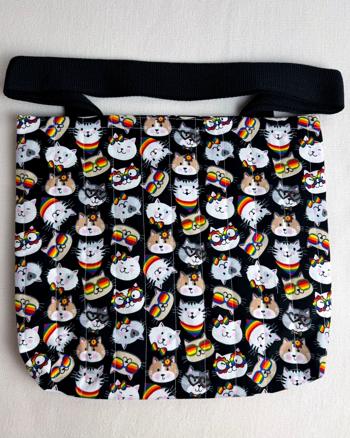 Rainbow Cat Quilted Tote Bag
