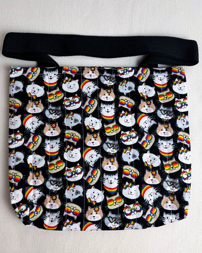 Rainbow Cat Quilted Tote Bag