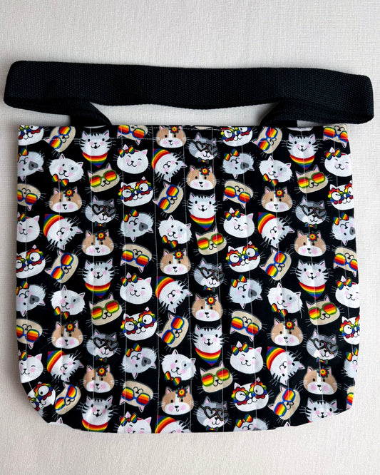 Rainbow Cat Quilted Tote Bag