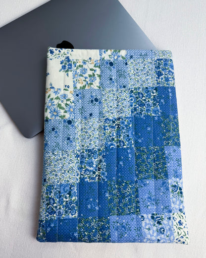 Patchwork Blue Quilted Laptop Sleeve