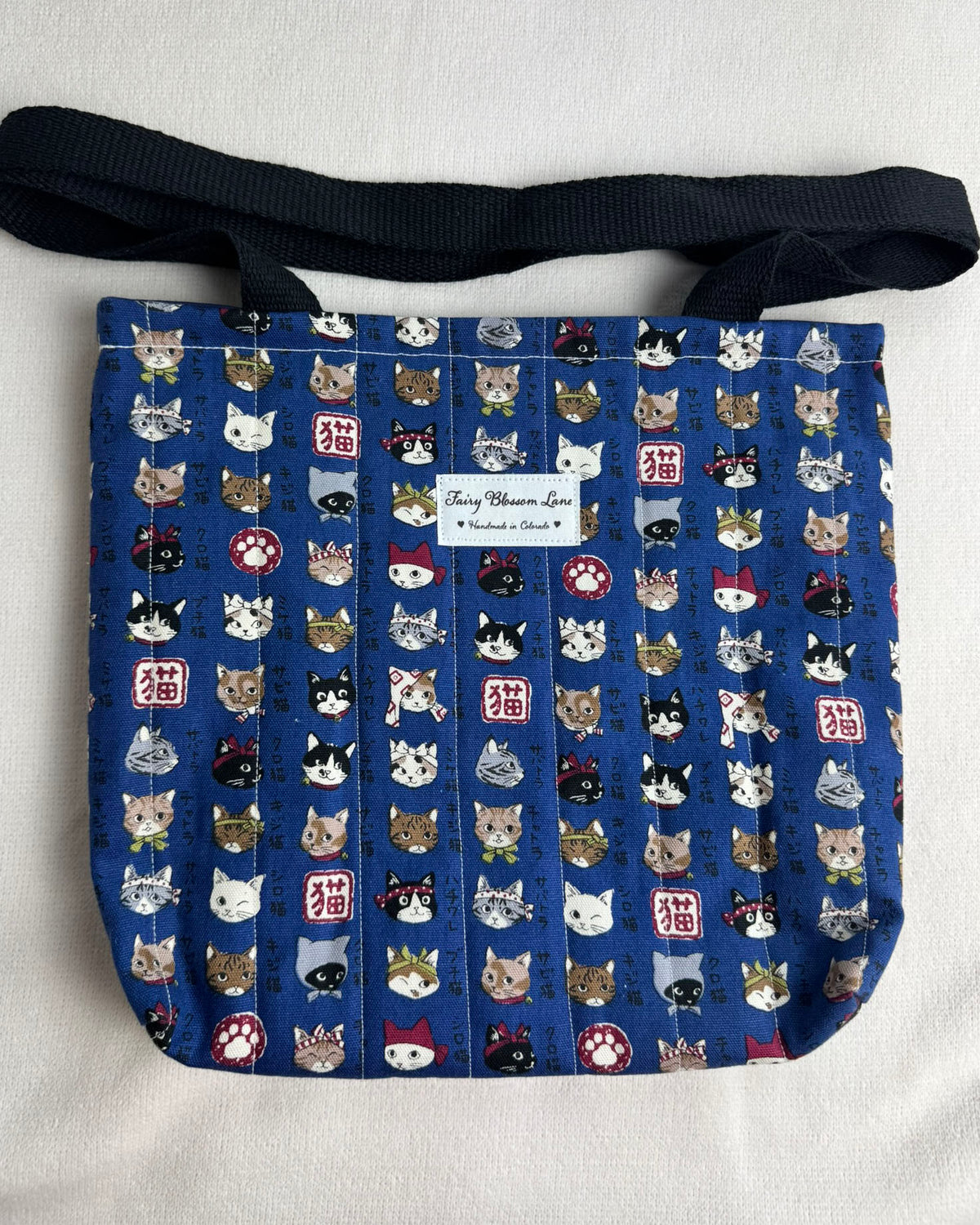 Japanese Cat Quilted Tote Bag