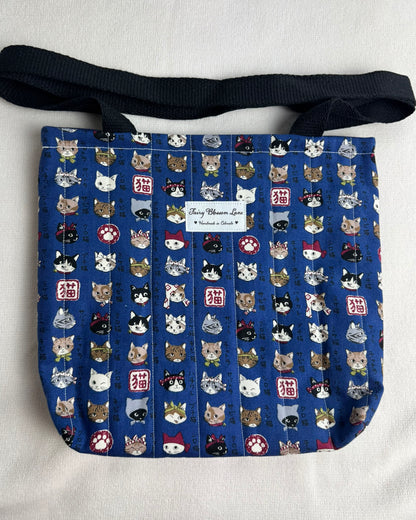 Japanese Cat Quilted Tote Bag
