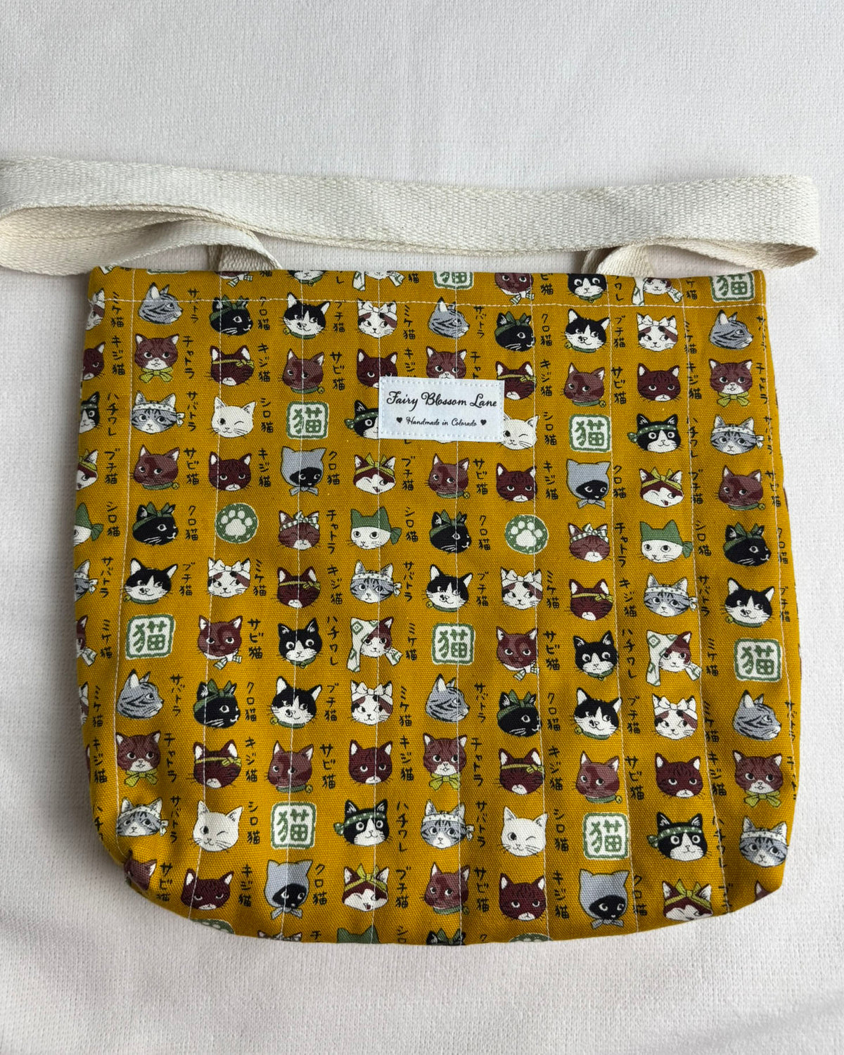 Japanese Cat Quilted Tote Bag