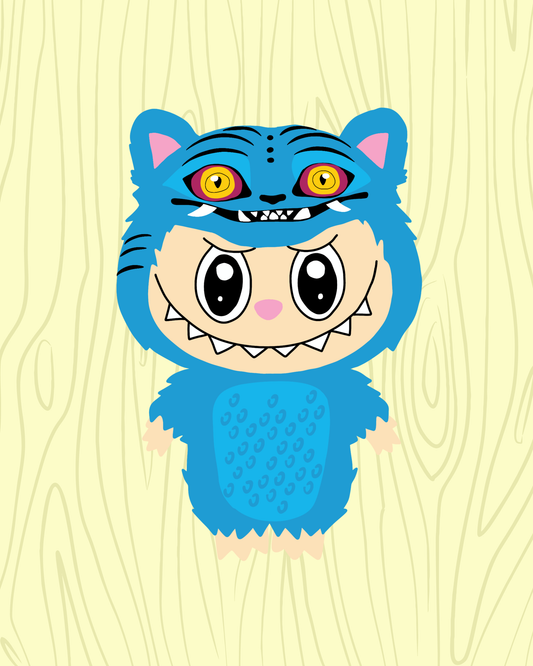 Derpy Tiger Labubu Vinyl Sticker