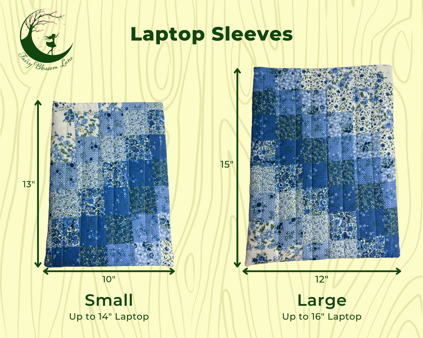 Patchwork Blue Quilted Laptop Sleeve