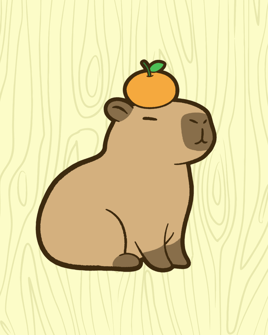Capybara with Orange Vinyl Sticker