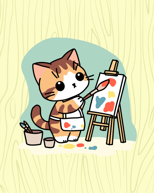 Painting Cat Vinyl Sticker