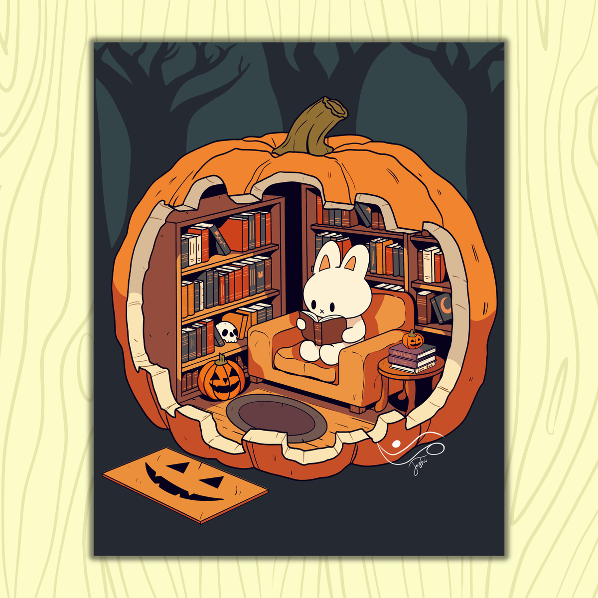 Pumpkin Library Art Print