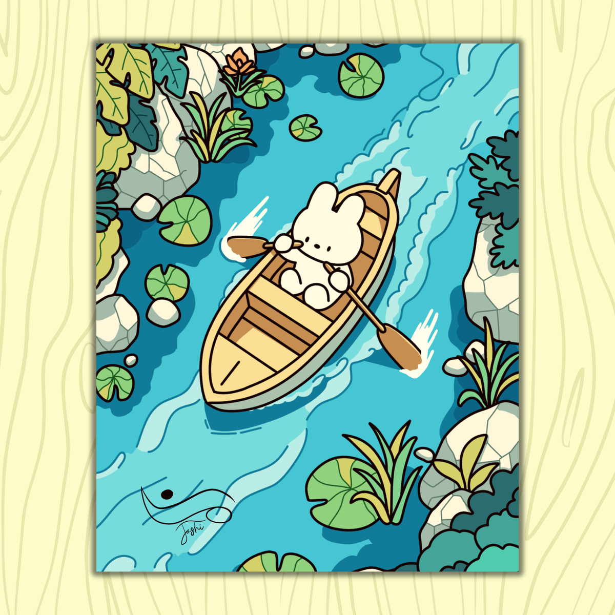 Rowing Bunny Art Print