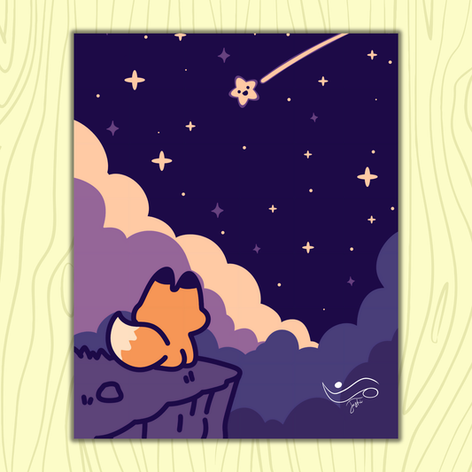 Stargazing Fox Art Print