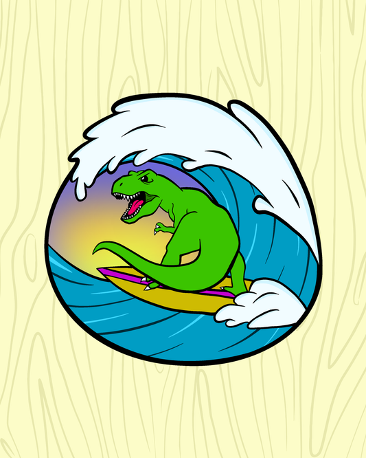 Surfasaurus Rex Vinyl Sticker