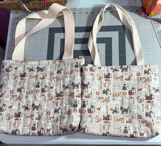 Cream Shiba Inu Regular Quilted Tote Bag