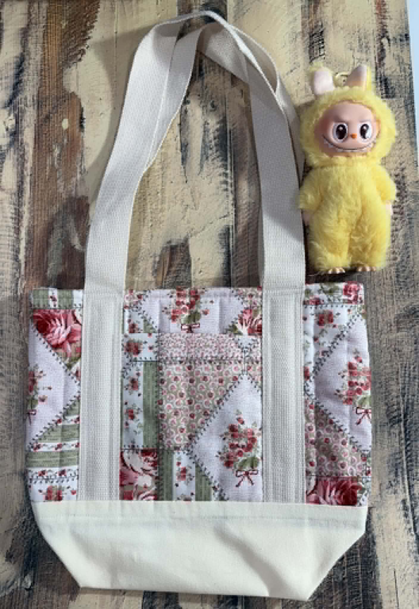 Vintage Flower Quilted Tote Bag